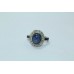 18 Kt White Gold Ring, Real Star Blue Sapphire & Diamonds,  Ring Size 14